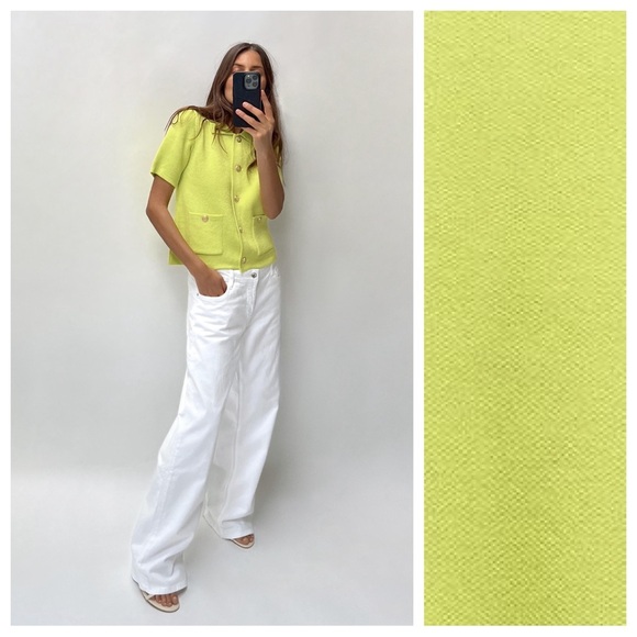 NWT. Zara Lime Plain Knit Cardigan with Buttons. Size M. - Picture 2 of 9